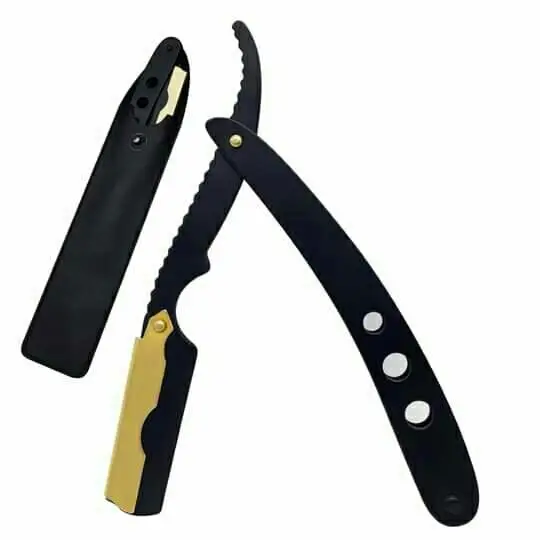 Custom Wholesale black metal cut throat straight razor for barber