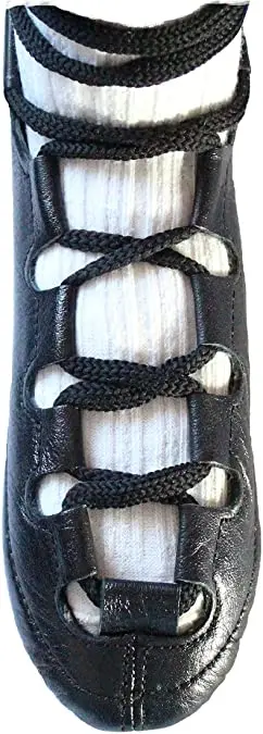 2024 Irish Pump Soft Black Leather Shoes with Lace Upper & Cotton Lining for Irish Dance Soft Shoes