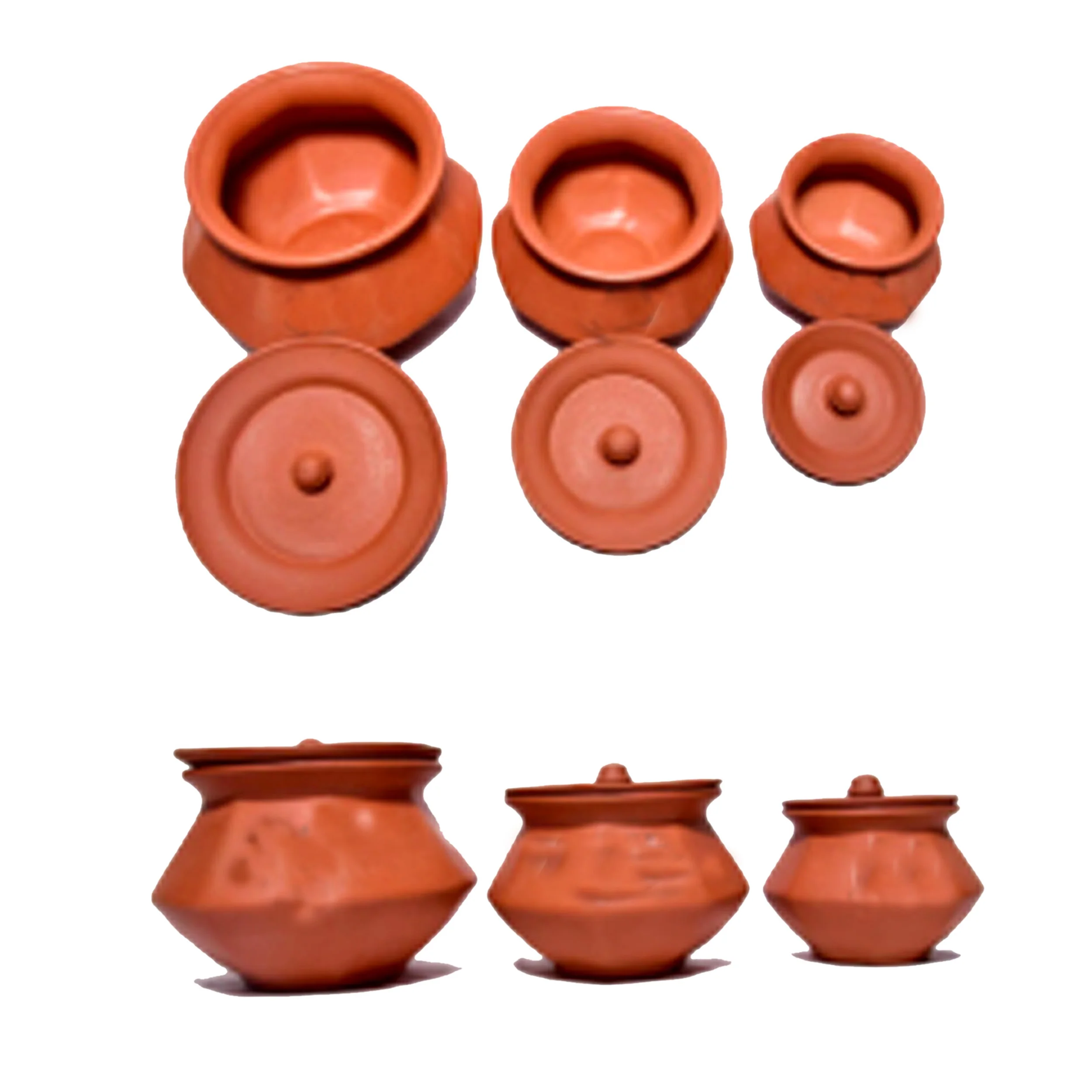 Earthen Brown handmade clay cooking utensils round clay Indian mathani round handi pot with handle of high quality