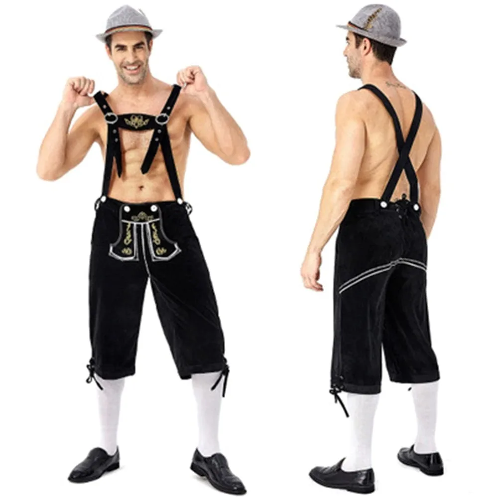 Немецкий костюм Lederhosen на Октоберфест для пива, костюм для Хэллоуина, баварского карнавала, вечеринки, роскошные подтяжки для косплея, шорты