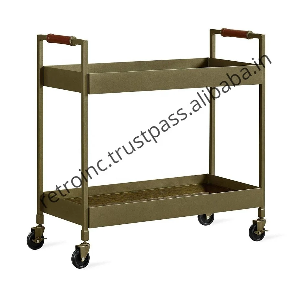
Vintage Industrial Bar Cart Jodhpur Antique Style Bar Cart Rustic Finish Industrial Bar Cart Kitchen Trolley on Wheels 