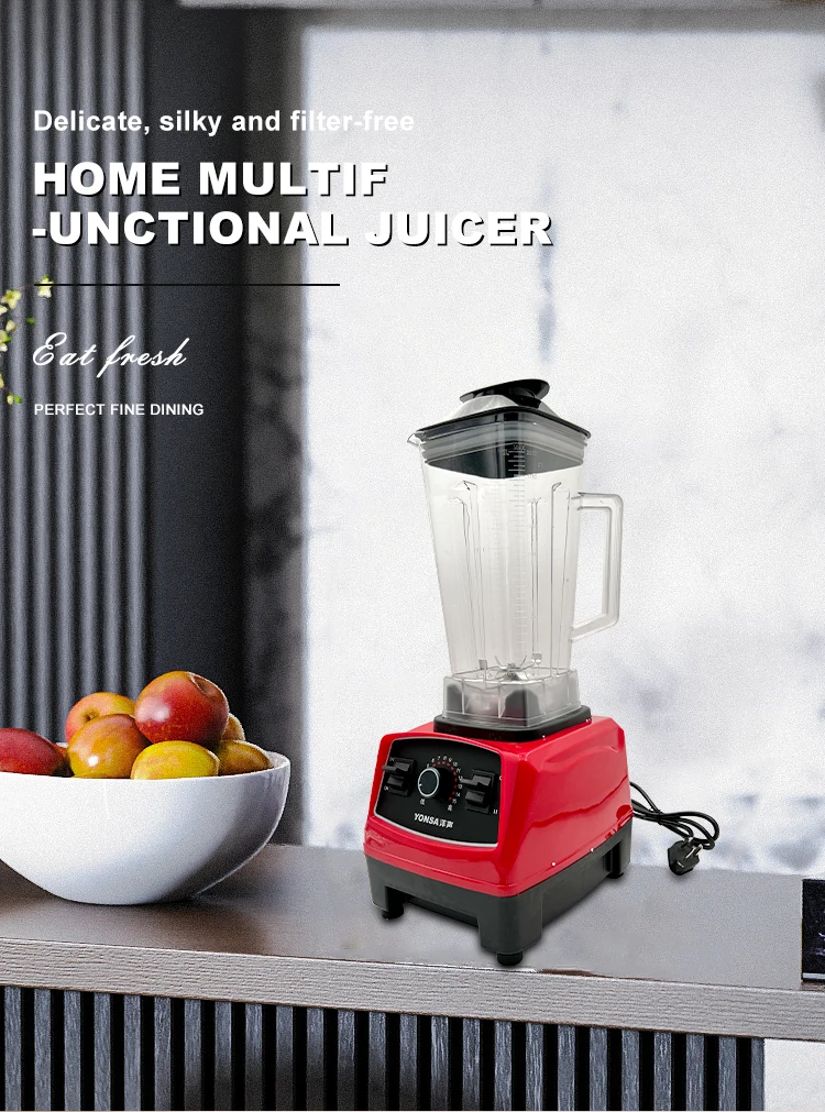 Yonsa Heavy Duty Commercial Blenders High Speed Smoothies Heating Blender Hot & Cold Soup Maker Electric Plastic 15 Red 220 5500