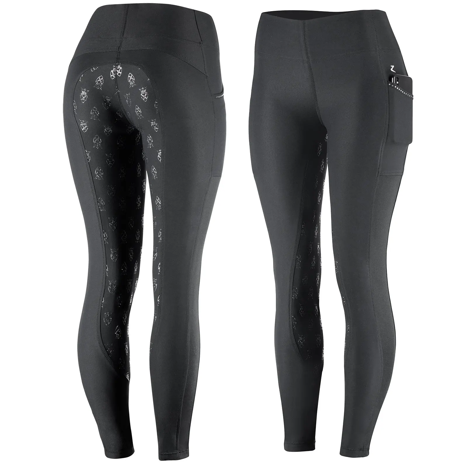 Women Solid Horse Riding Leggings High Waist Pants Hip Lifting Tummy Slim Skinny Equestrian Legging by Canleo International