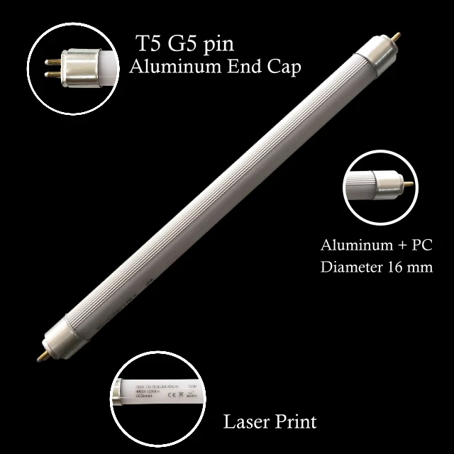 
LED retrofit T5 6W fluorescent tube 212mm 