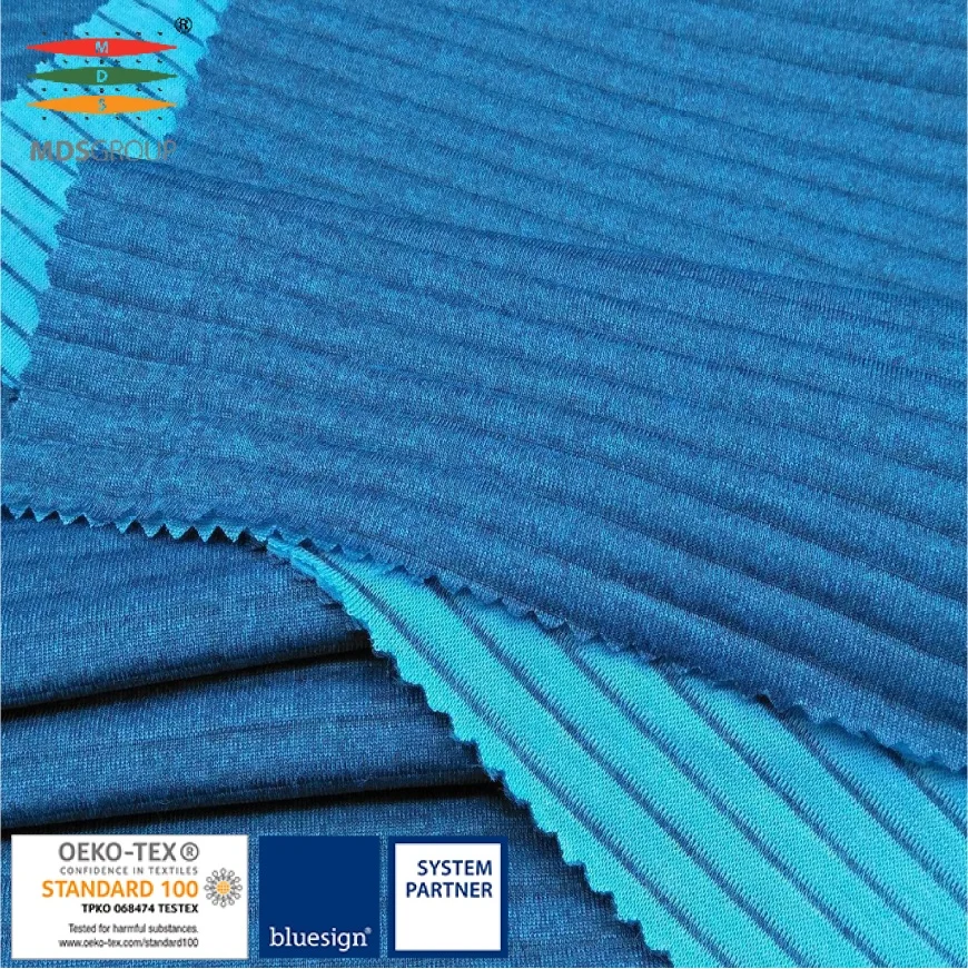 DRI-RELEASE WOOL INSERT YARN 3D FABRIC OUTDOOR/T-SHIRT 72%POLYESTER 6%WOOL 22%CD POLYESTER CIRCULAR KNIT HYDROPHILIC STRIPE