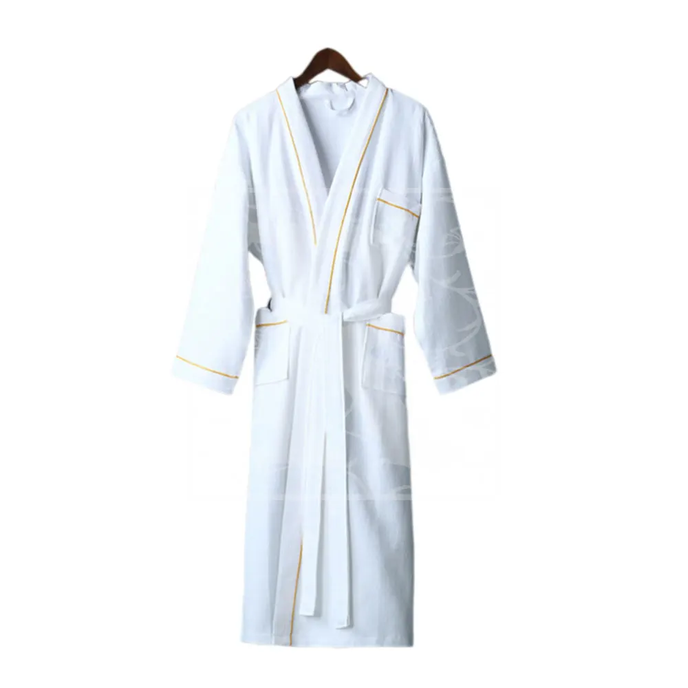 2023 New Premium Quality Unisex Bathrobe White 100% Cotton Hotel Waffle Highly Demanded Premium Quality Hotel Satin Terry Bath