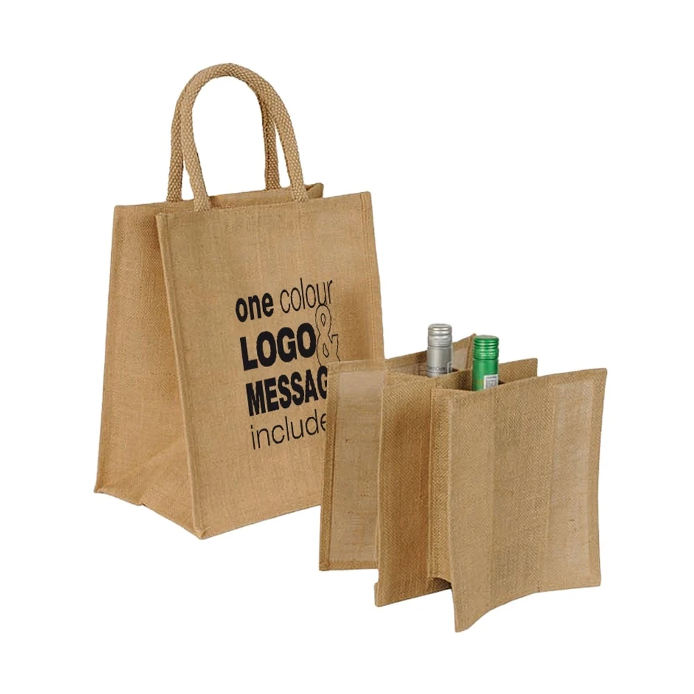 Jute Wine Bottle Bag With Custom Band Logo Printed Buy Highest Selling Jute Wine Bags From India