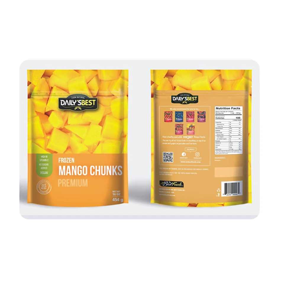 
Bulk Sale Wholesale Price Top Grade Organic Frozen Mango Chunks 100% Pure IQF Grade A Mango Chunks 
