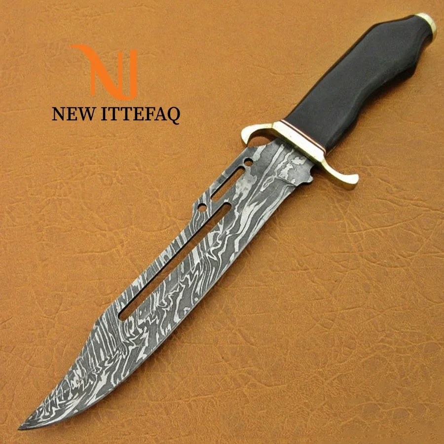 
NEW ITTEFAQ | Custom Handmade Damascus Hunting Knife Taurus Horn with Pure Leather Sheet 
