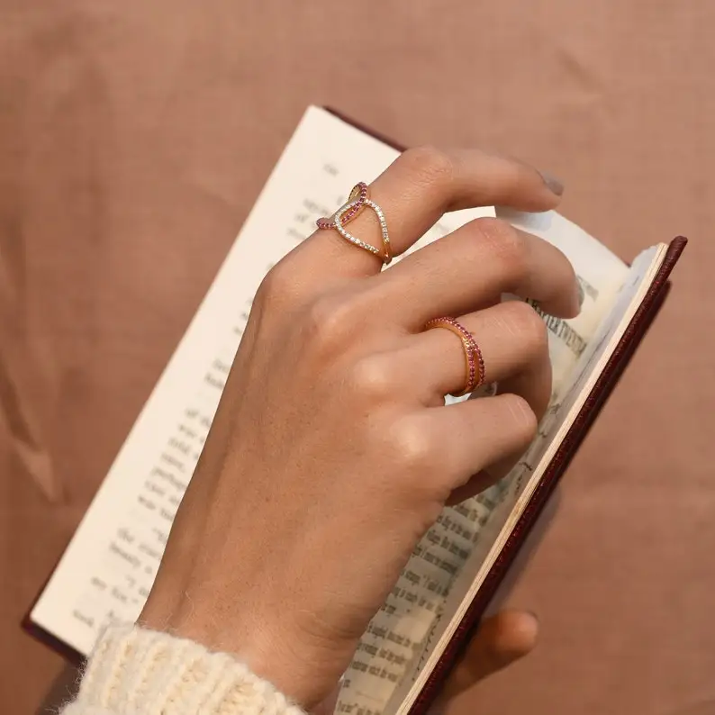 Gifted Ring 14k Solid Gold Natural Ruby Diamond Engagement Ring Gold Wedding Ring Diamond Band Wholesale Gold Jewelry