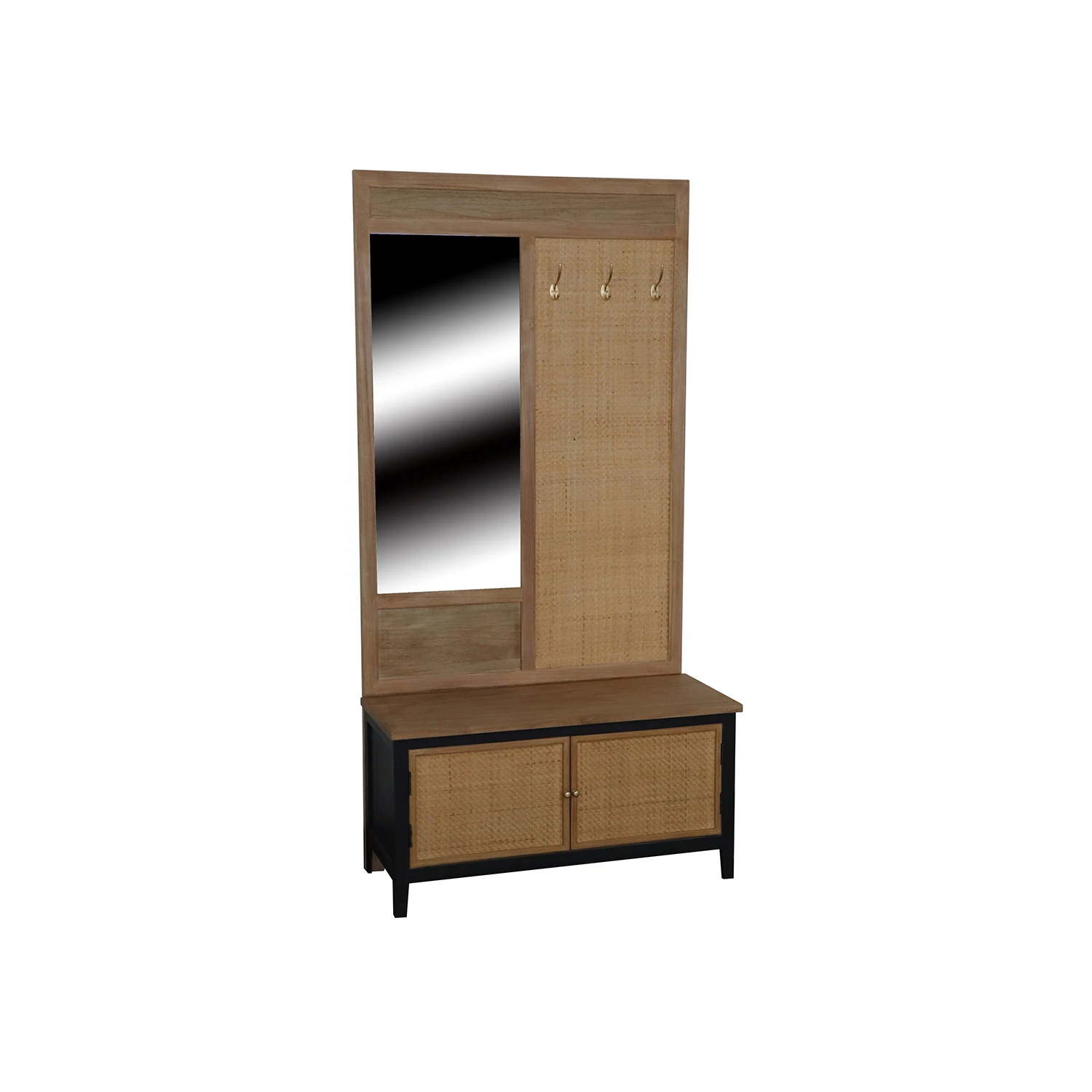 
New Design Country style Wooden Dressing Cabinet Living Room Rattan Cabinet with Mirror 