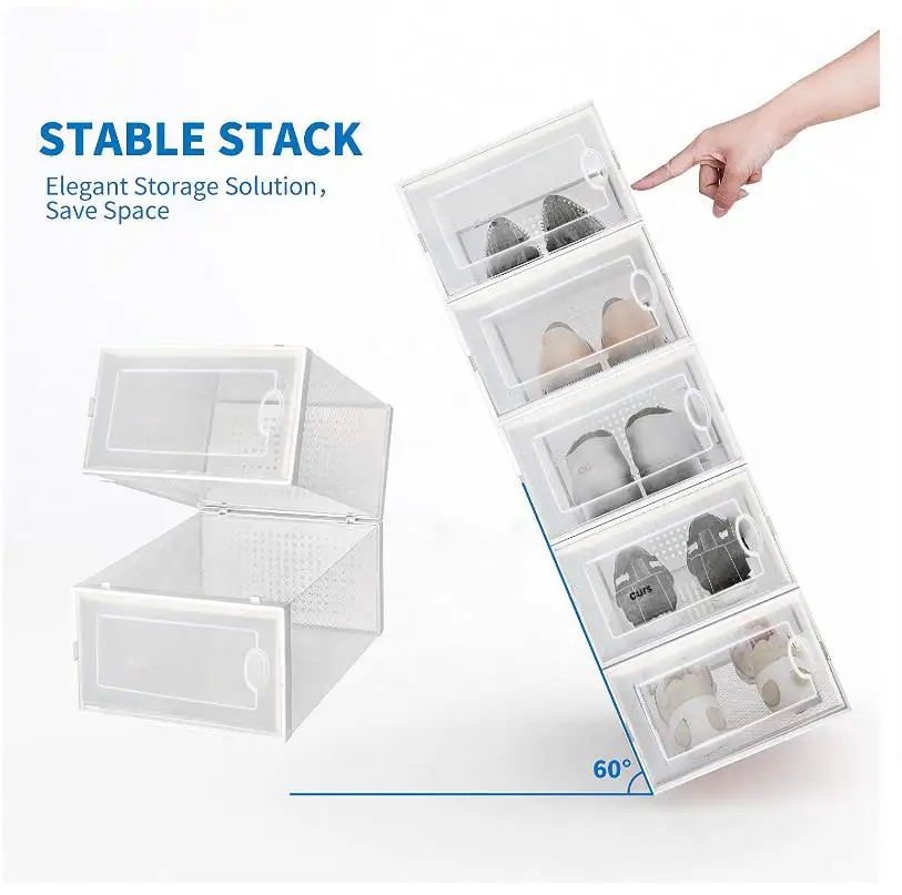 Высококачественная Бытовая пластиковая складная коробка для обуви с акриловым материалом на Alibaba