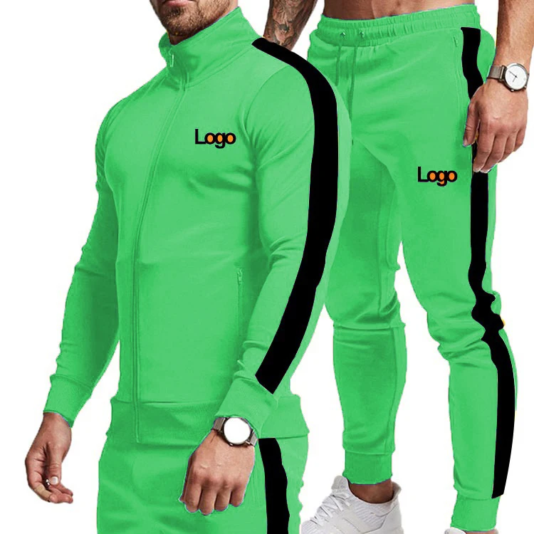 new design custom private label nylon reflective stripe 2 piece sets zipper jogging tracksuit for men