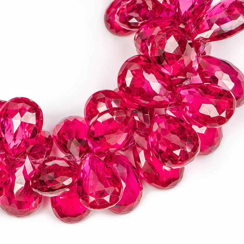 Высокое качество кубический цирконий рубин граненые бусины в форме груши CZ рубины драгоценные камни оптом