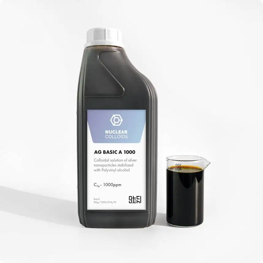 Best quality Colloidal Solution of Silver Nanoparticles AG Basic A 1000 ppm with Antibacterial, Catalytic, Optical