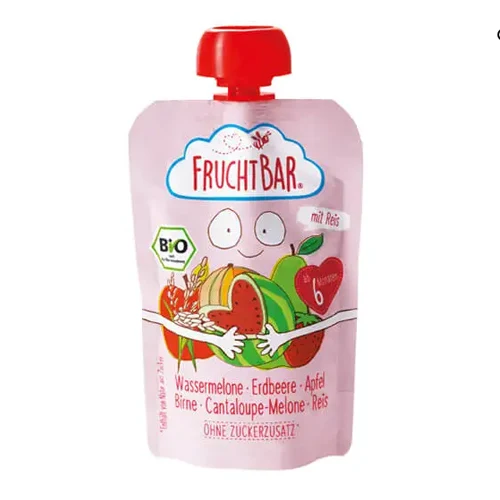 Fruchtbar Organic puree Watermelon-Strawberry-Cantaloup-Melon-Rice baby food porridge 100g