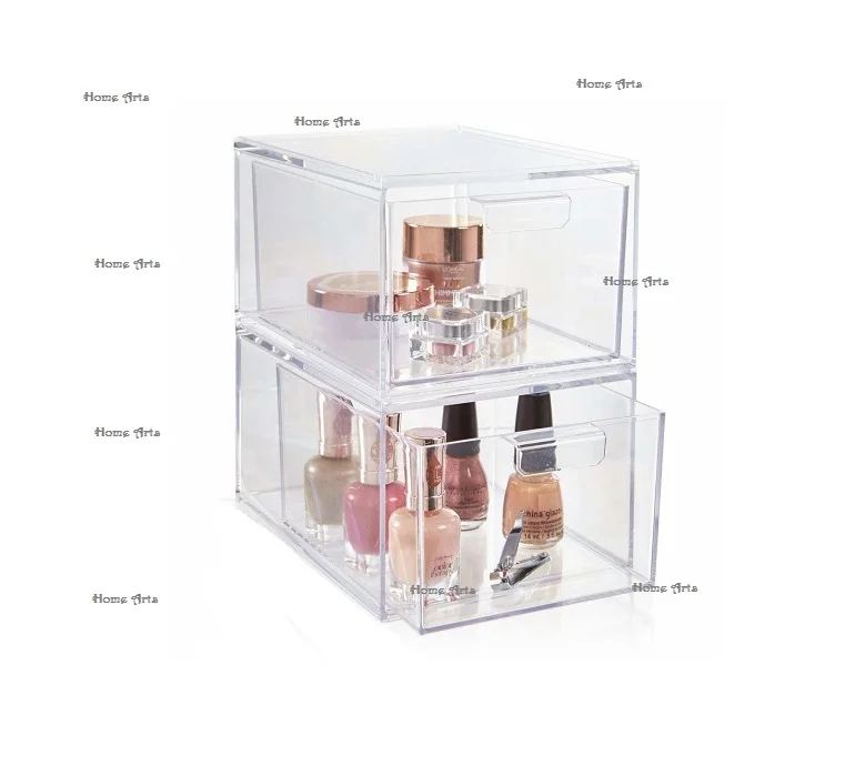 2 Tier Rectangle Shape Clear Acrylic Desk Organizer With Finest Quality Customized Size Desk Organizer For Sale