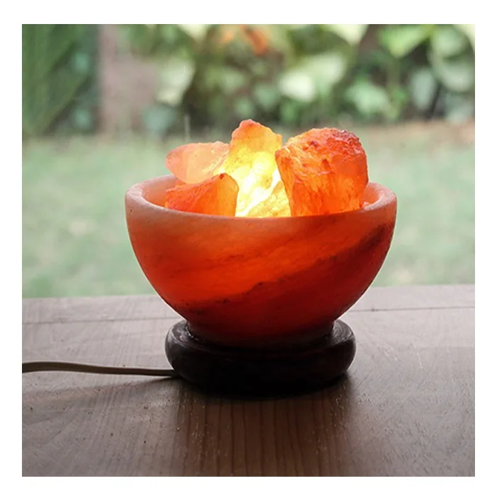 Top trending 2022 Himalayan Rock Salt Moon & Sun Shape USB Salt Lamp with Wood Sheet design on Pink Salt in multi color Bulb