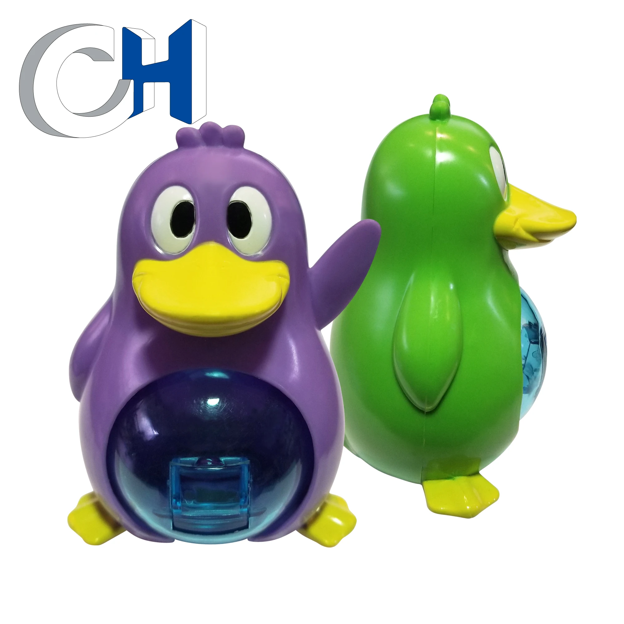Customized Creative Colored Transparent Plastic animal penguin candy toy