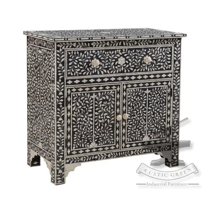 Black Bone & Inlay Sideboard With Storage Cabinets