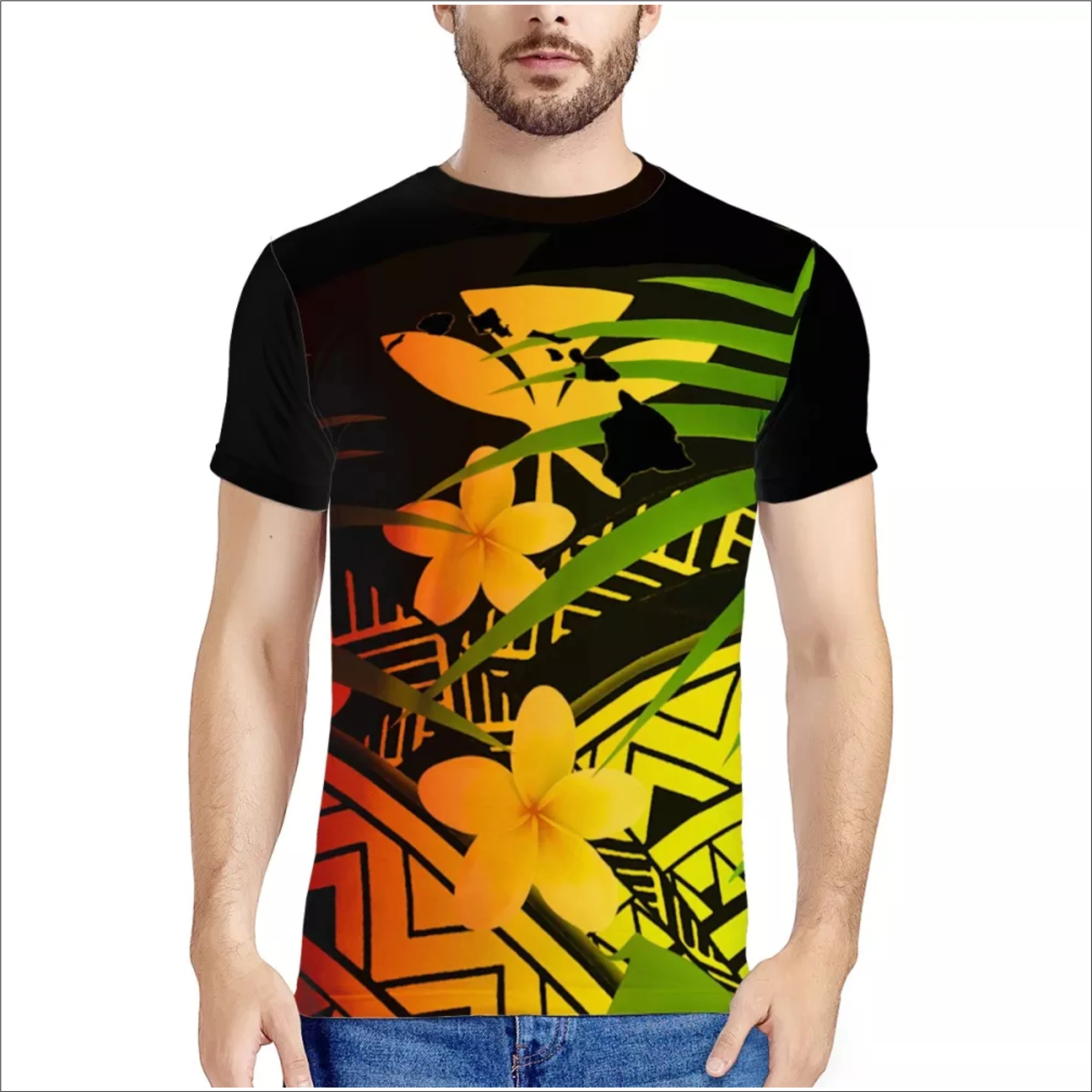 
Factory Cheap Price Polynesian Samoa Tribal style Printing T-Shirt LOGO Custom Men Oversize Casual Men Short Sleeve T-Shirt 