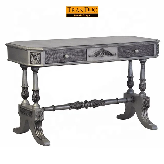 2016 New hotel design antique wooden table with metal painting for high end hotel furniture