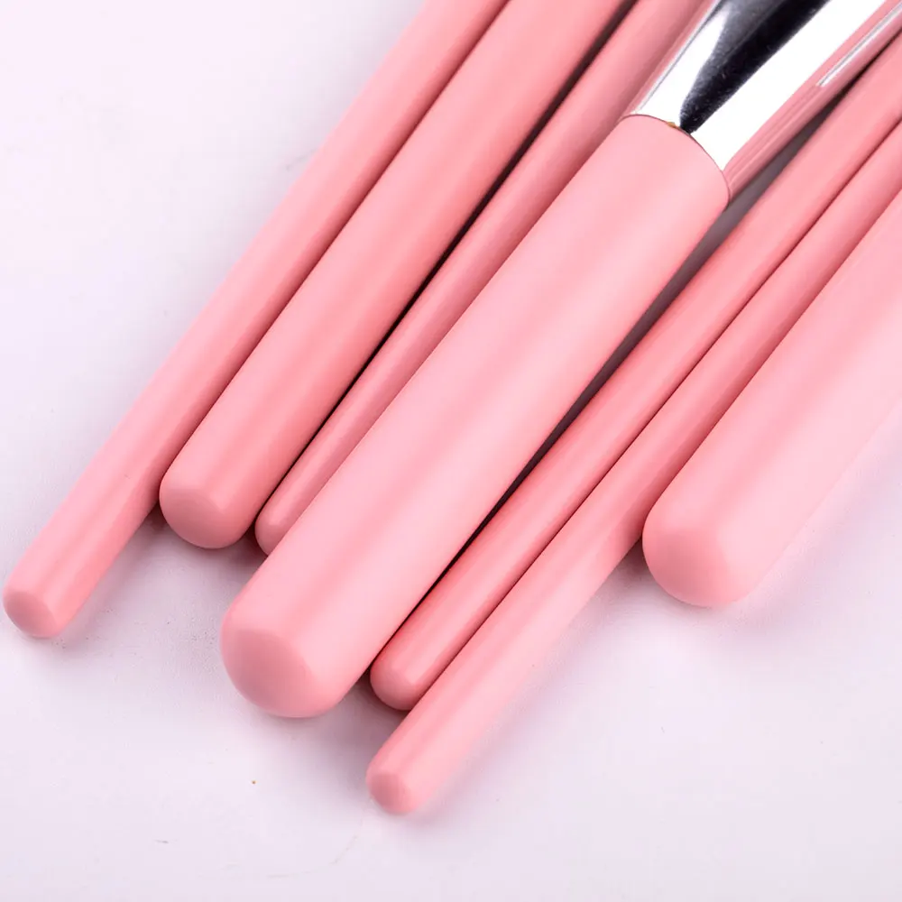 Low Moq Professional 7pcs Pink Makeup brushes Tools Powder Foundation Cosmetics Makeup Brush Set