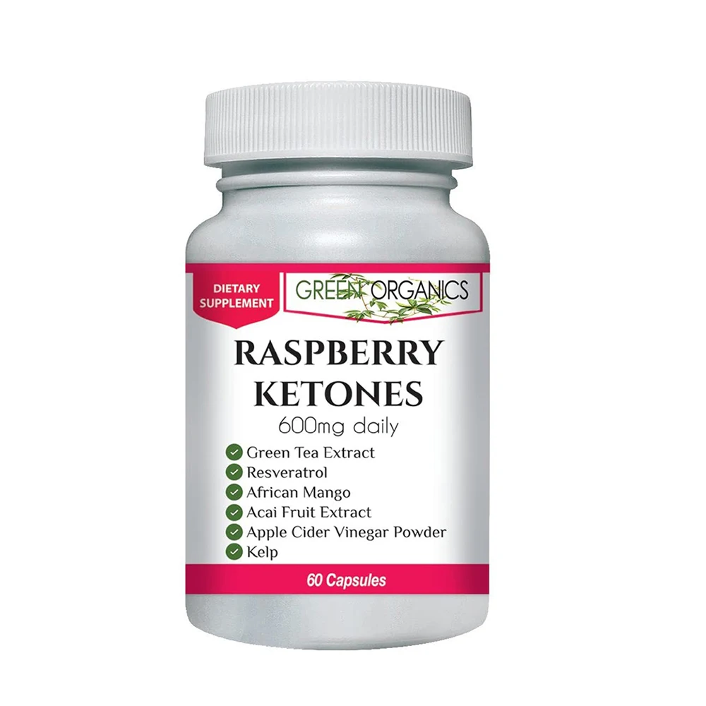 Зеленые органические Малиновые Кетоны, сжигают калории при работе, помогают потери веса, 60 капсул, диетические добавки, продукты для похудения