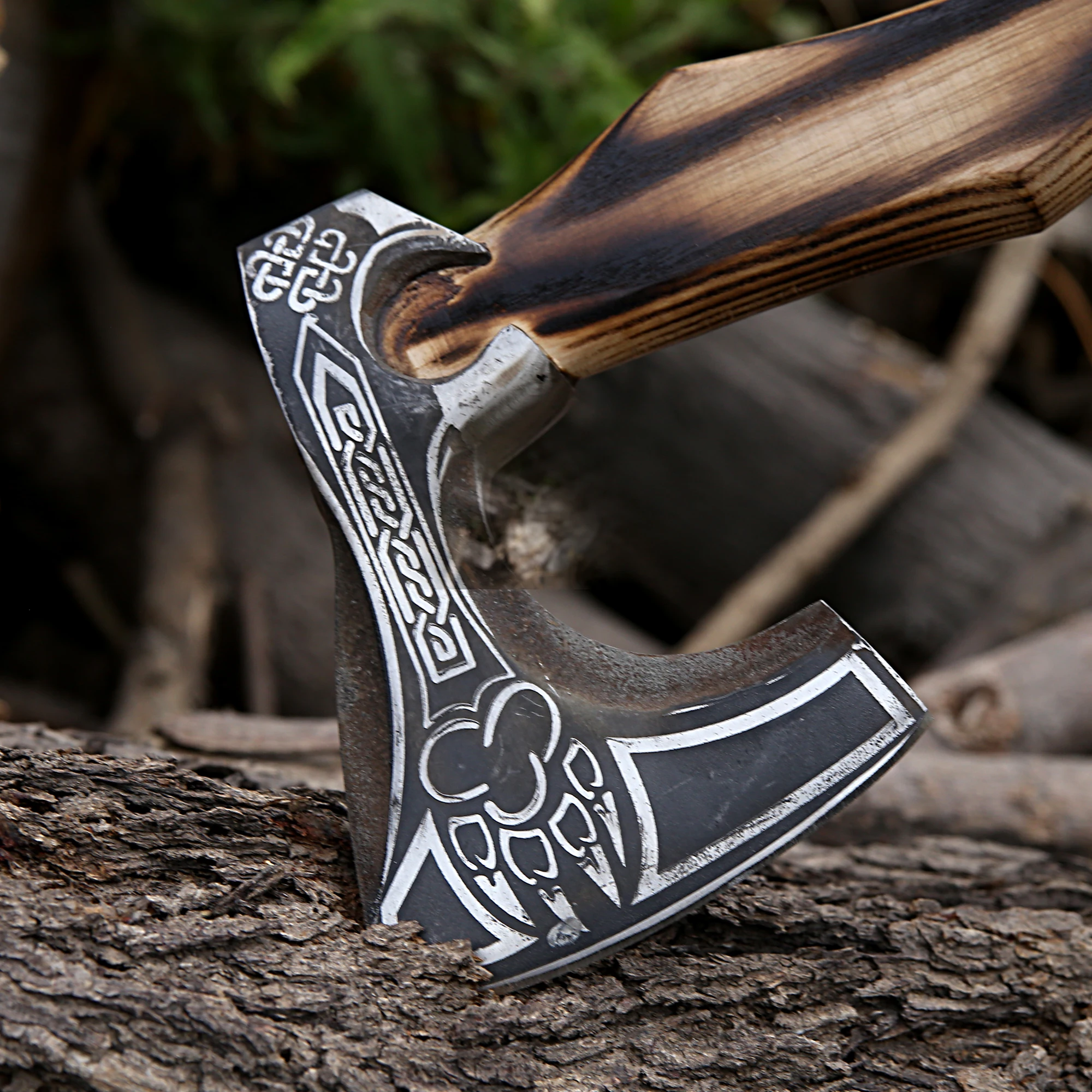 Топор викингов из углеродистой стали ручной работы на заказ Медный топор для выживания природе с деревянной ручкой оптовая продажа фантастические топоры