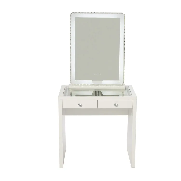 
White Wooden Bedroom Furniture Girls 6 Drawers Vanity Dressers Dressing Table Makeup With Mirror And Stool 