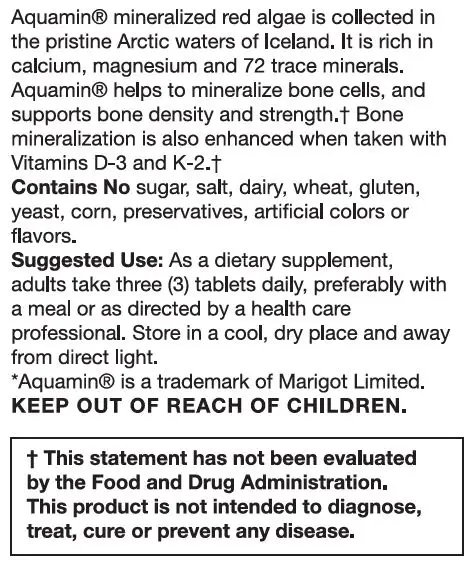 Algae/Plant Based Calcium Supplements with Magnesium, Vitamin D3 & More - Increase Bone Health - Natural Ingredients - 180 Tabs