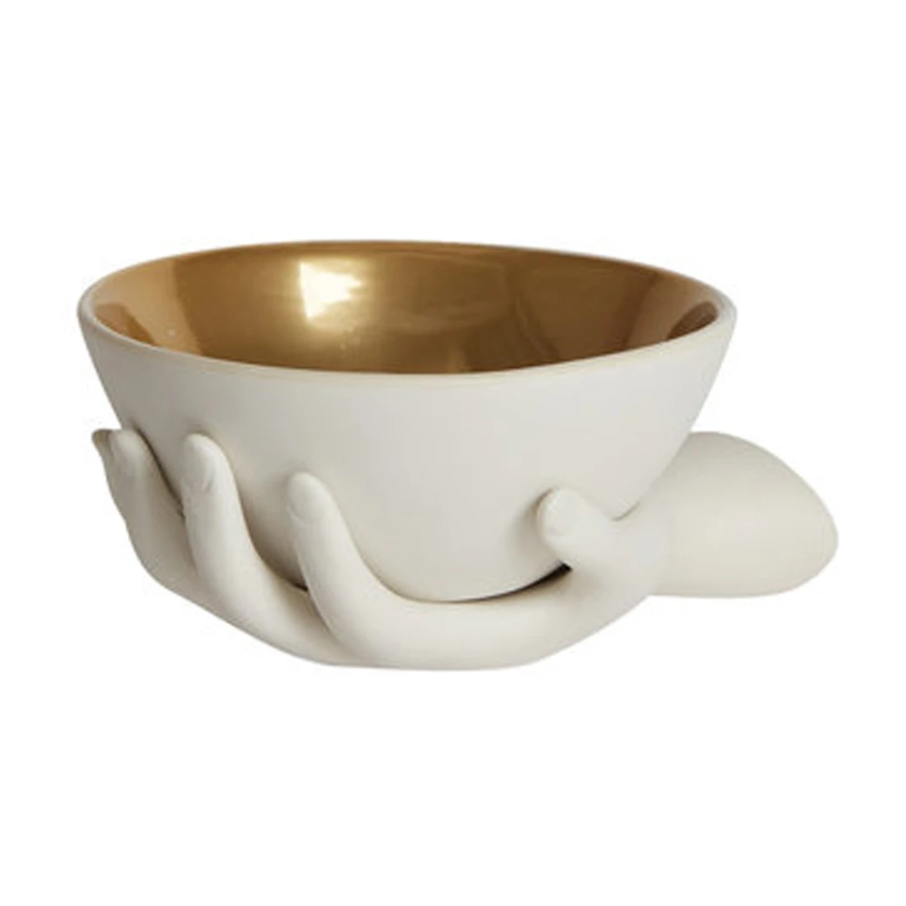 White and Golden Fruits Nuts Dried Fruits Serving Bowl With Hand Holder Kitchen Japanese Style Home Decorative Bowls