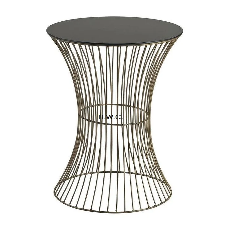 Уличный кованый столик с белым мраморным верхом Современный дизайнерский чайный для внутреннего дворика железный проводной однотонный среднего размера