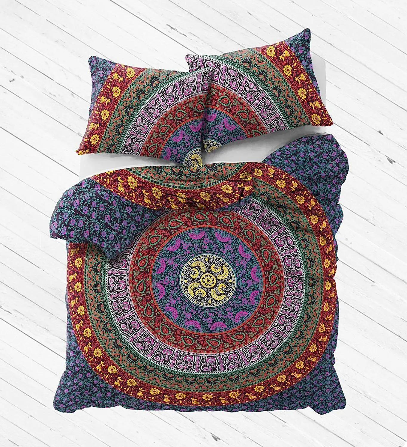 Decorative Mandala Duvet Cover Indian Handmade Doona Cover Queen Reversible Cotton Quilt Cover