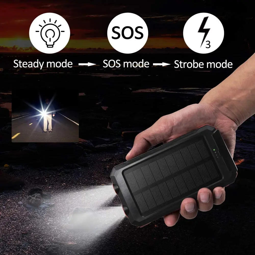  Горячая продажа Солнечная энергия продукты солнечная банк 20000 Mah водонепроницаемый портативный Солнечный источник питания солнечное зарядное устройство для