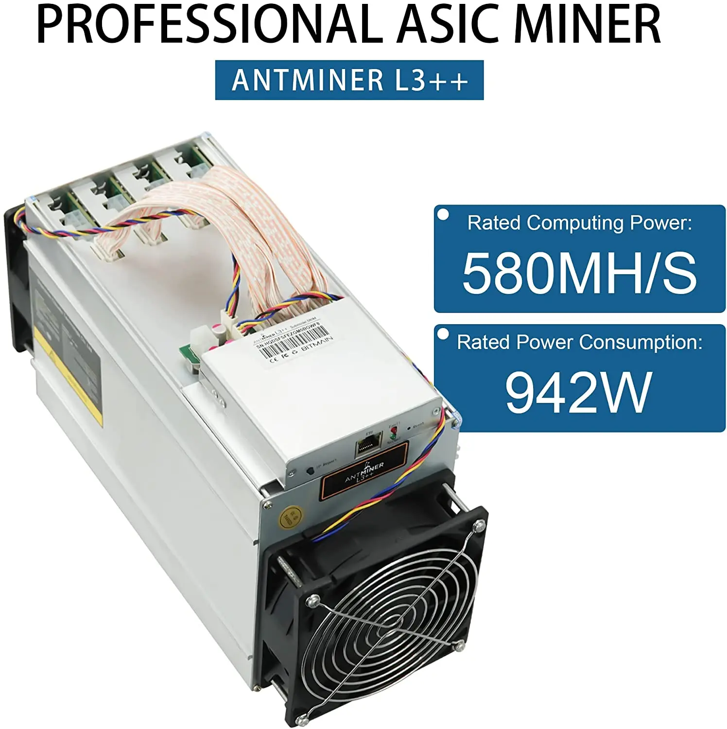 AntMiner L3+ ~504MH/s @ 1.6W/MH ASIC Litecoin Miner With Power Supply Included Ready To Ship Now