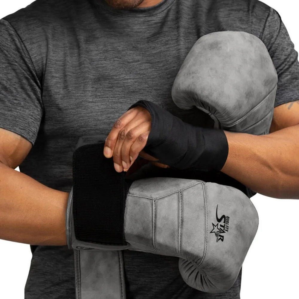 Genuine Leather Boxing Wear Gloves Gray Color Heavy Duty Punching Practice Wear Gloves With Custom Logo