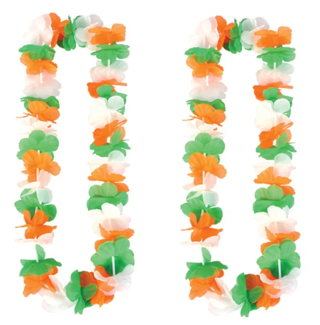 Pack Of 2 Hula Irish Flag Flower Lei Garland St. Patricks Day Flower Necklace
