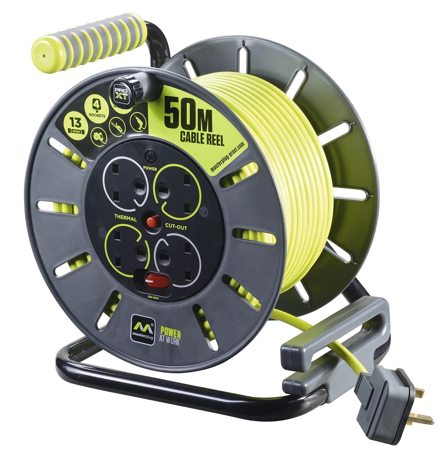 Masterplug PRO-XT OLU50134SL 50M Open Reel 4 X 13A