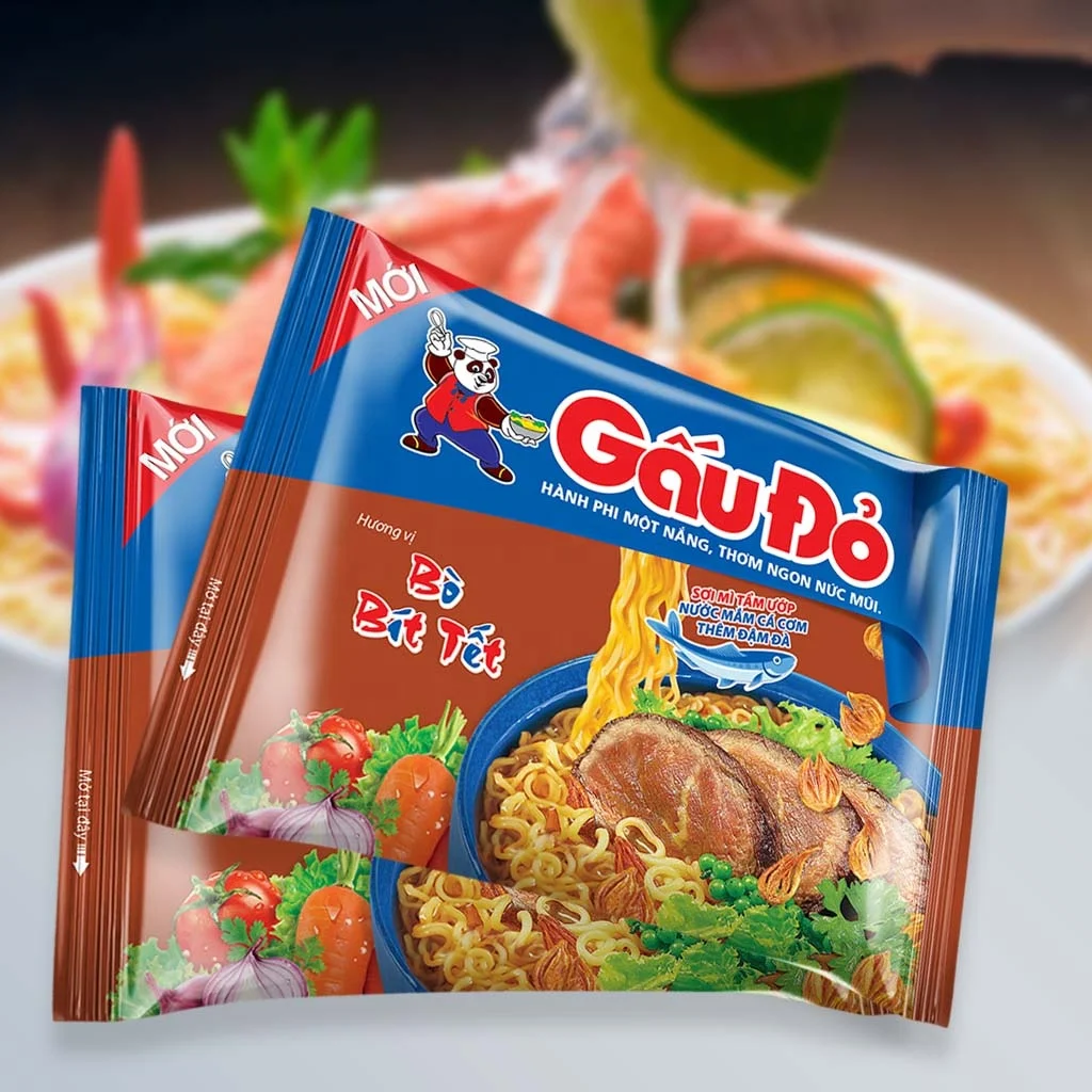 
Vietnamese delicious heathy and cheap Instant noodle with beef steak flavor 63gram (Halal) 