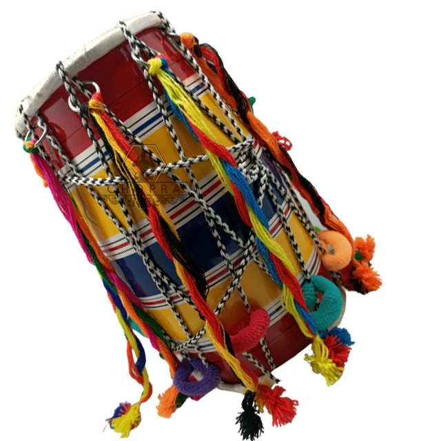 Best Selling Newest Design Stylish Traditional New Musical Instrument Indian Handmade Wooden Mini Dholak For Kids