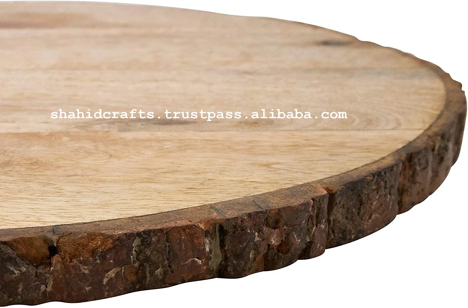 Handmade Wooden Charge Plate With Bark Edge 100% Natural Wood. (Set of 4, 14' inches) Food Serving Charge Plate Round.