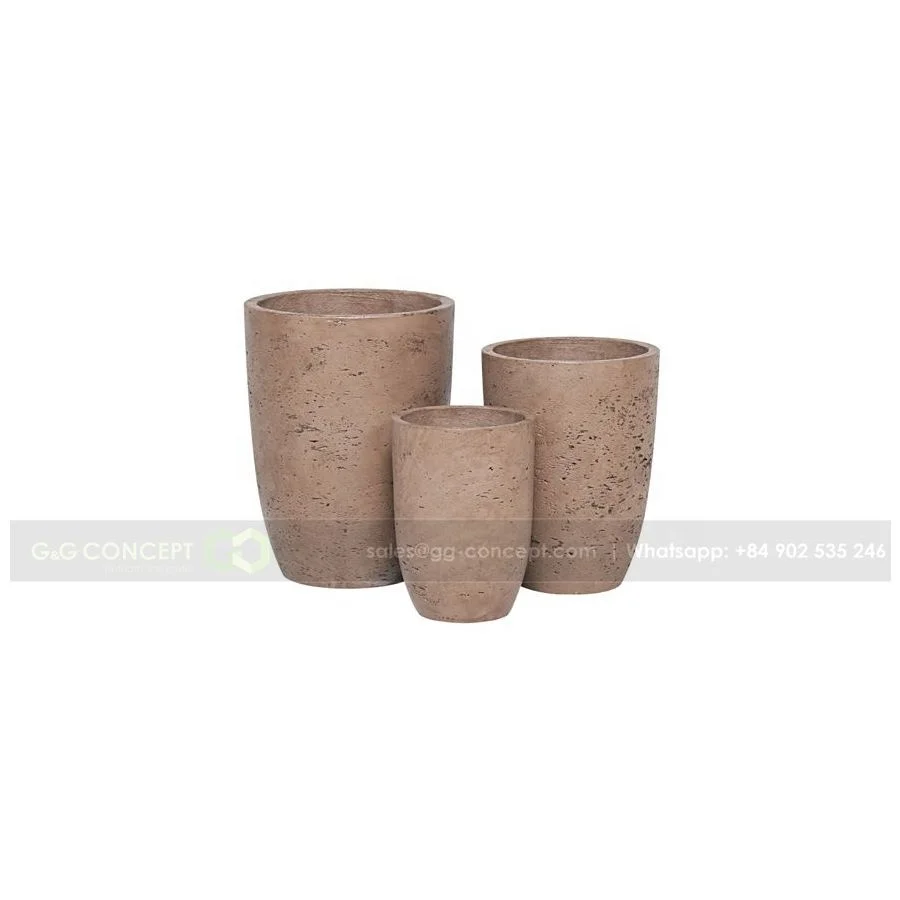 Round Light Cement Pot S3/ Grey Round Cement Pots/ Manufacturer Of Cheap Cement Plant Pot