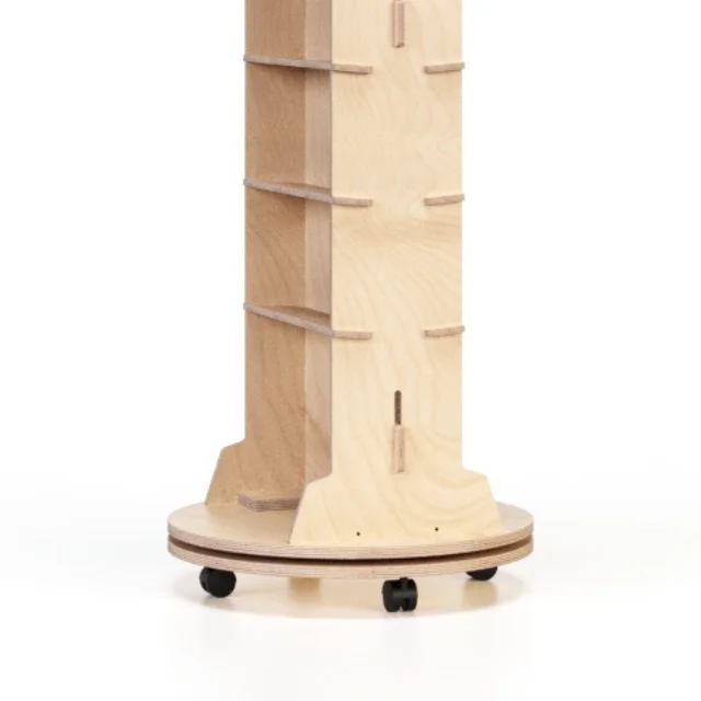 Premium Sales Italian Interlocking Customized Wheels Wooden Floor Rotating Display For Retail Shops