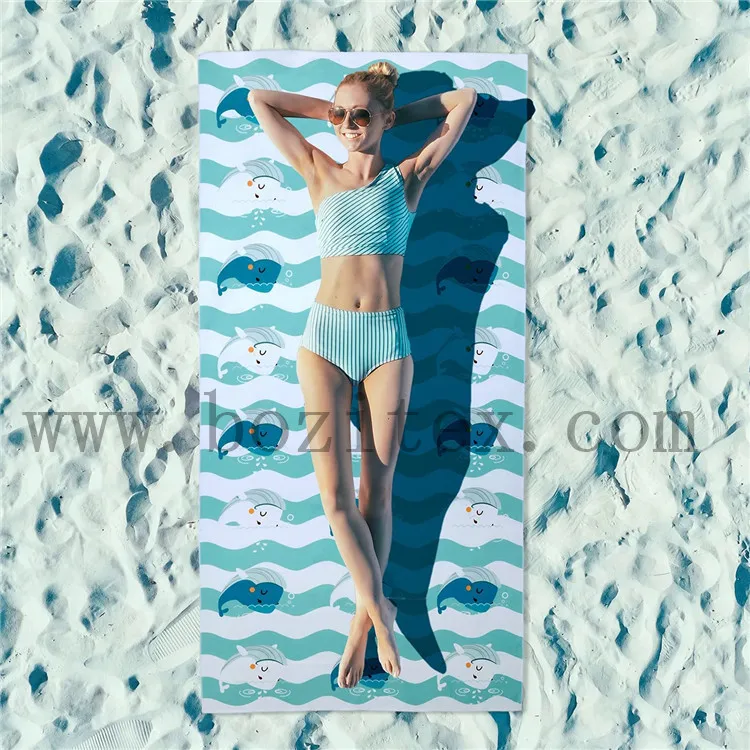 Hot sale Absorbent Sand Free printed beach microfiber travel towel for camping