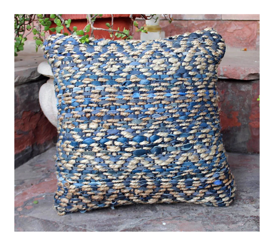 NEW STYLE HAND MADE BOHEMIAN NATURAL LEATHER AND JUTE CUSHION