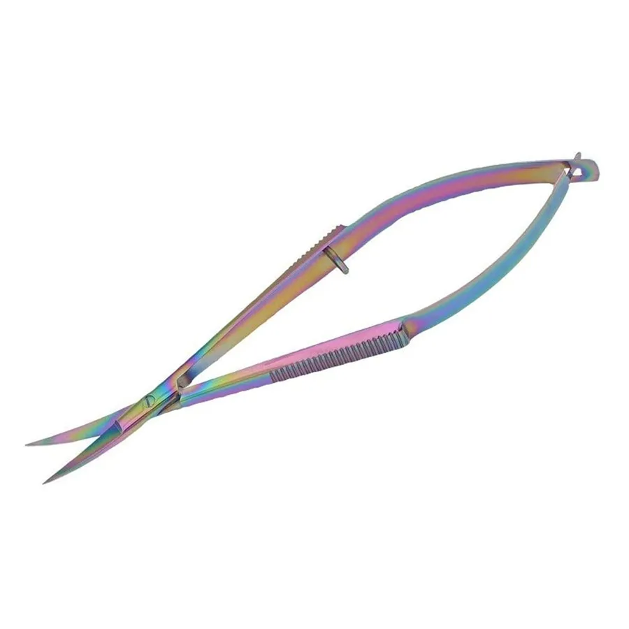 Eyebrow Scissors Multi Plasma Color Curved Sharp Blade High Quality Japanese Stainless Steel Private Label Beauty Spring Scissor