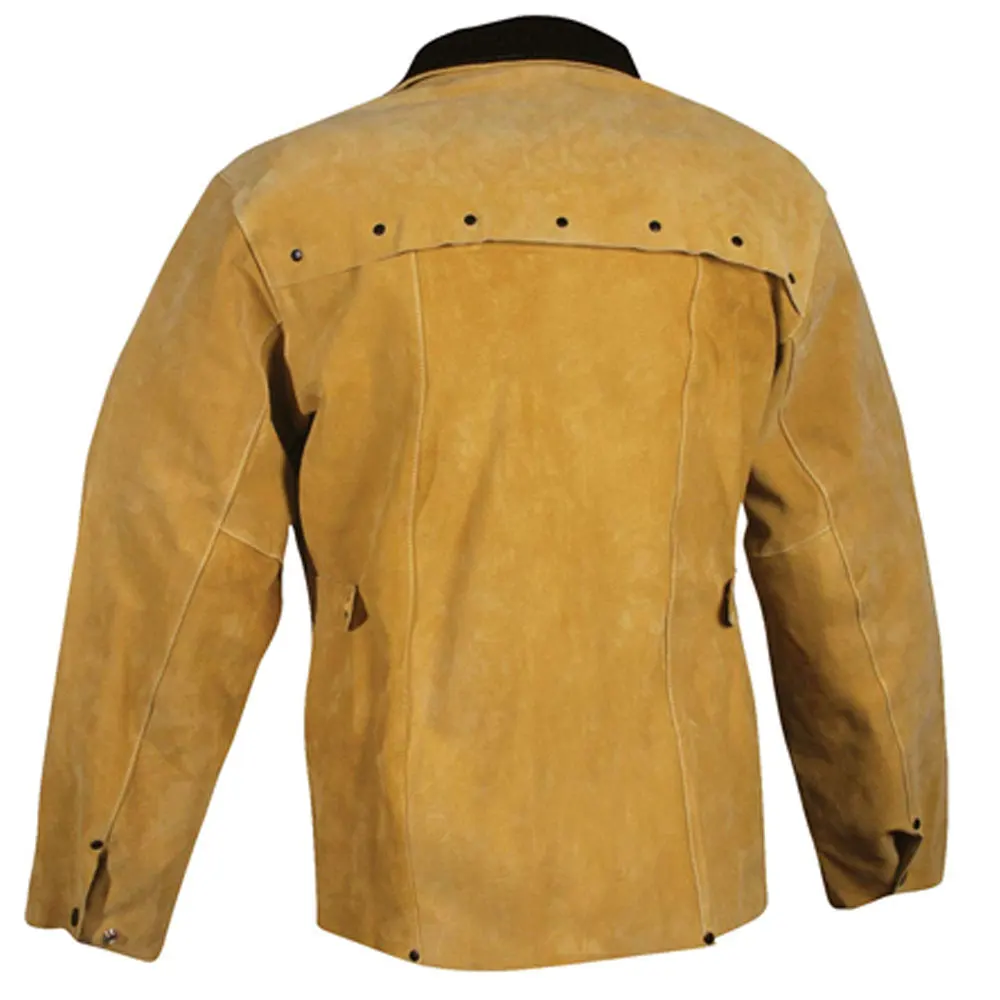 Cow Split Leather Welding Clothing Welder Safety Jacket 100% Cotton Knitted Fleece Welding Workwear
