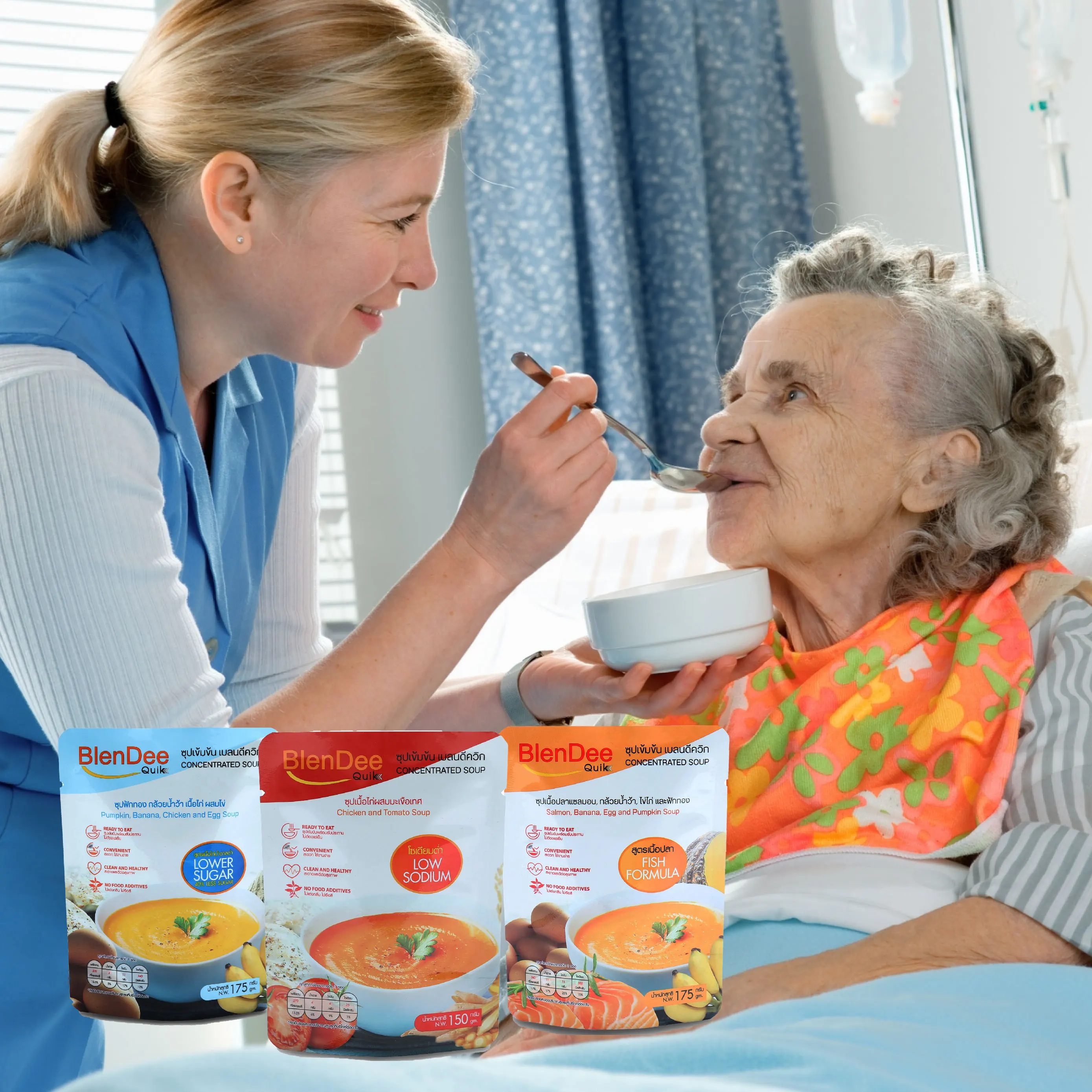 
BlenDeeQuik Brand Chicken and Tomato Concentrated Soup With Low Sodium Formula From Thailand 