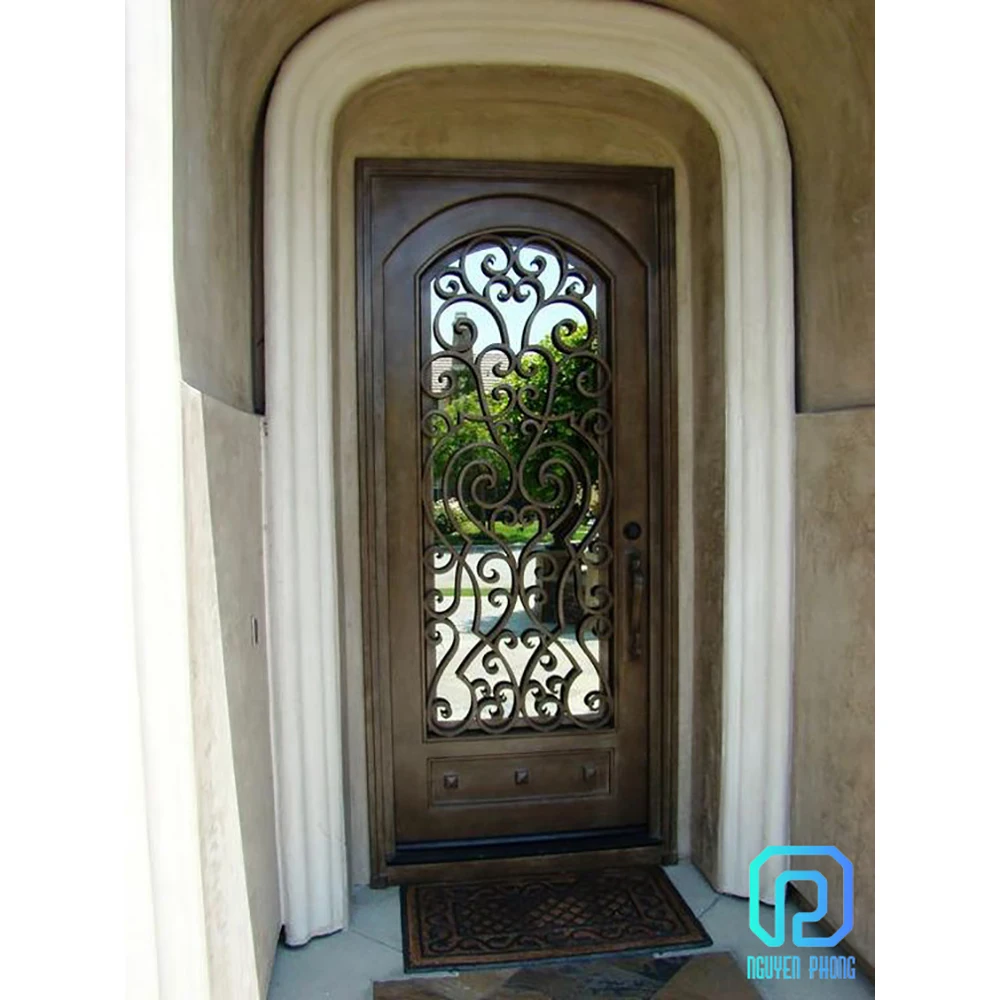 Hot Sale In Bulk Wholesale Wrought Iron Double Entrance Doors With Side Lights